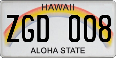 HI license plate ZGD008