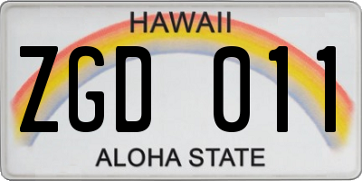HI license plate ZGD011