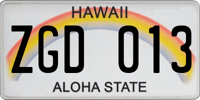 HI license plate ZGD013