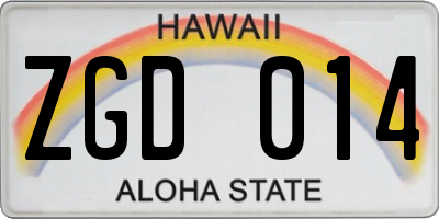 HI license plate ZGD014