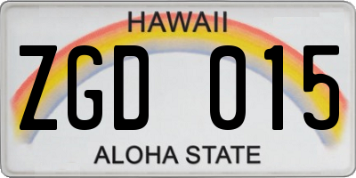 HI license plate ZGD015