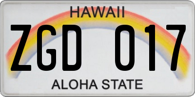 HI license plate ZGD017