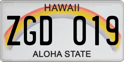 HI license plate ZGD019