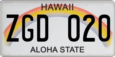 HI license plate ZGD020