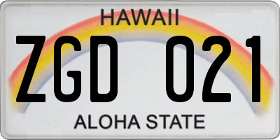 HI license plate ZGD021