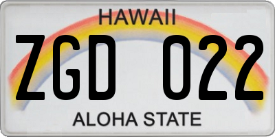 HI license plate ZGD022