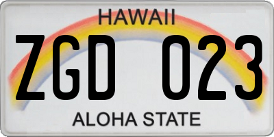 HI license plate ZGD023
