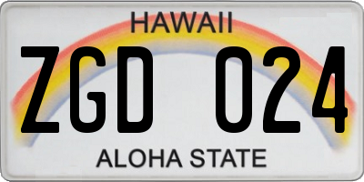 HI license plate ZGD024