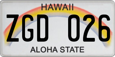 HI license plate ZGD026