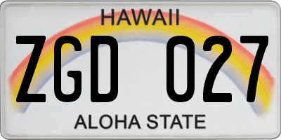 HI license plate ZGD027