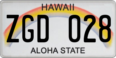 HI license plate ZGD028