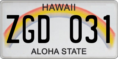 HI license plate ZGD031