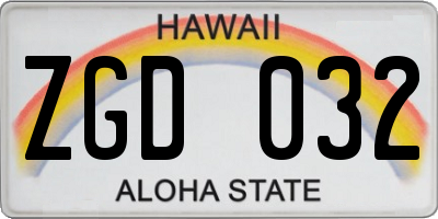 HI license plate ZGD032