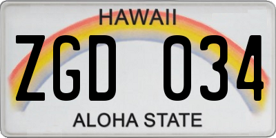 HI license plate ZGD034