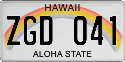 HI license plate ZGD041