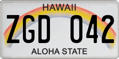 HI license plate ZGD042