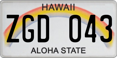 HI license plate ZGD043