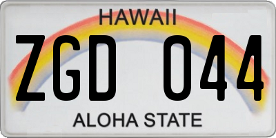 HI license plate ZGD044