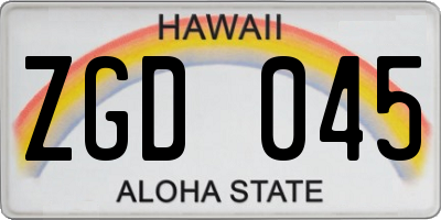 HI license plate ZGD045