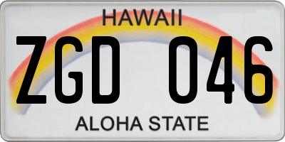 HI license plate ZGD046