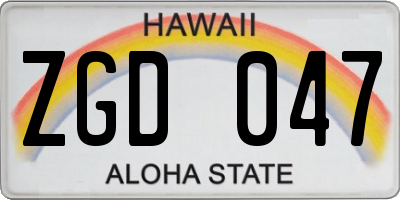 HI license plate ZGD047