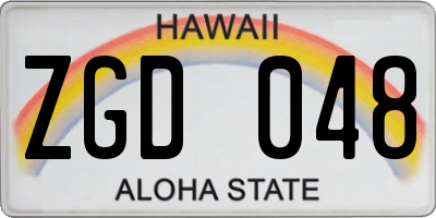 HI license plate ZGD048