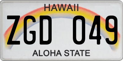 HI license plate ZGD049