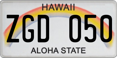 HI license plate ZGD050