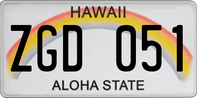 HI license plate ZGD051