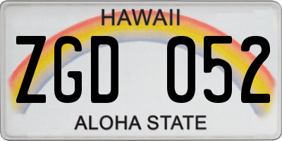 HI license plate ZGD052