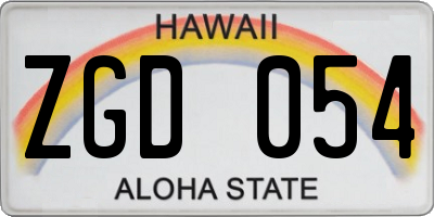 HI license plate ZGD054
