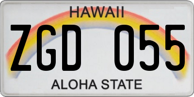 HI license plate ZGD055