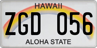 HI license plate ZGD056