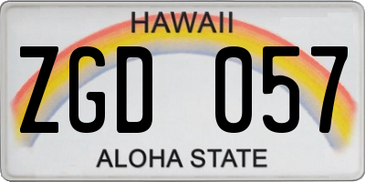 HI license plate ZGD057