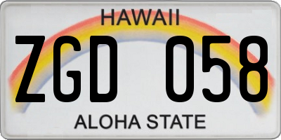 HI license plate ZGD058