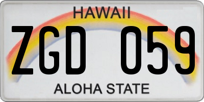 HI license plate ZGD059
