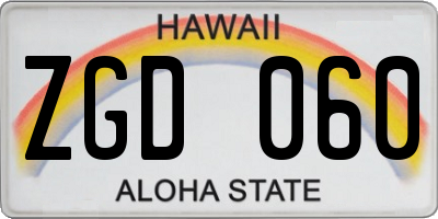 HI license plate ZGD060