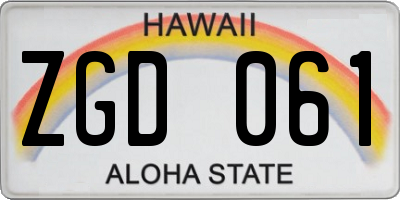 HI license plate ZGD061