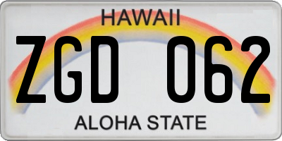 HI license plate ZGD062