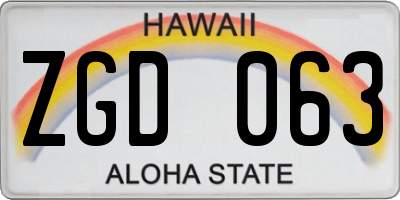 HI license plate ZGD063