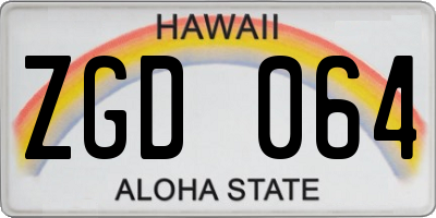 HI license plate ZGD064