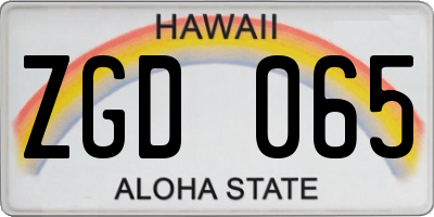 HI license plate ZGD065