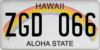 HI license plate ZGD066