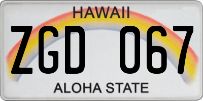 HI license plate ZGD067