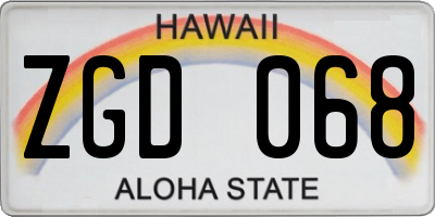 HI license plate ZGD068