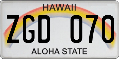HI license plate ZGD070