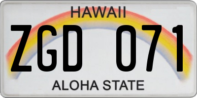 HI license plate ZGD071