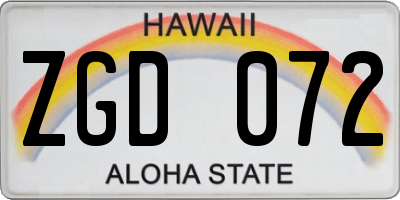 HI license plate ZGD072