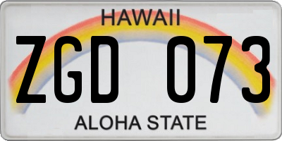 HI license plate ZGD073