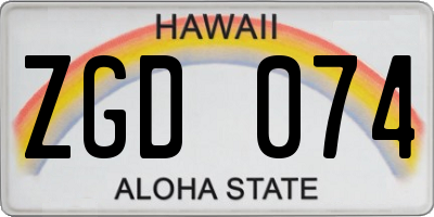 HI license plate ZGD074